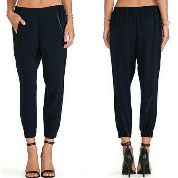 VINCE Navy crepe satin trim wrap jogger small - Picture 12 of 12